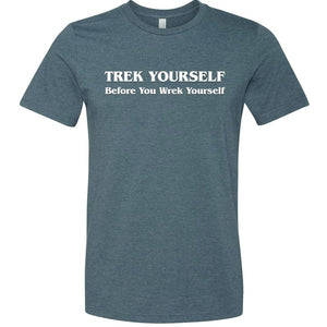 Trek Yourself Unisex Premium Tee - Heather Slate / XS