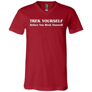 Trek Yourself Unisex Premium V-Neck Tee - Canvas Red / S