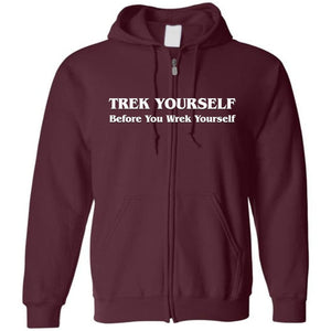 Trek Yourself Unisex Zip Hoodie - Maroon / S
