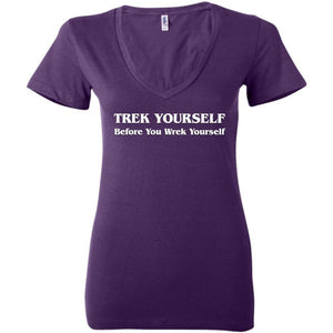 Trek Yourself Womens Premium Deep V-Neck Tee - Team Purple / S