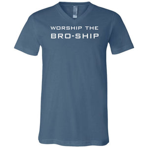 Worship The Bro-Ship Unisex Premium V-Neck Tee - Steel Blue / S