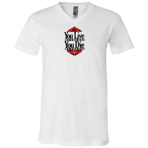 You Live By The Die Unisex Premium V-Neck Tee - White / S