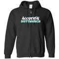 Accidental Buttmunch Unisex Zip Hoodie - Black / S