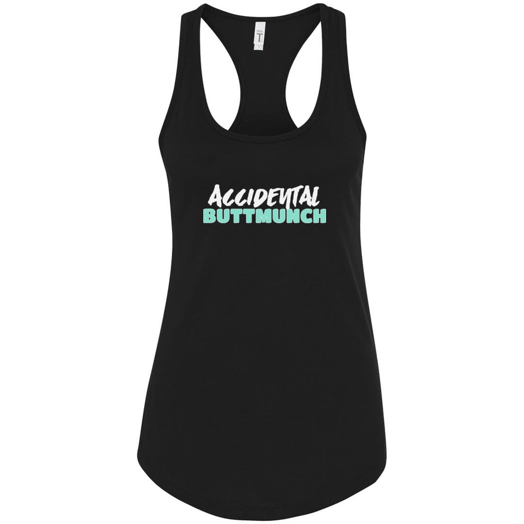Accidental Buttmunch Womens Racerback Tank - Black / XS