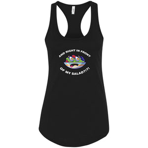 And Right In Front Of My Salad Womens Premium Racerback Tank - Black / XS