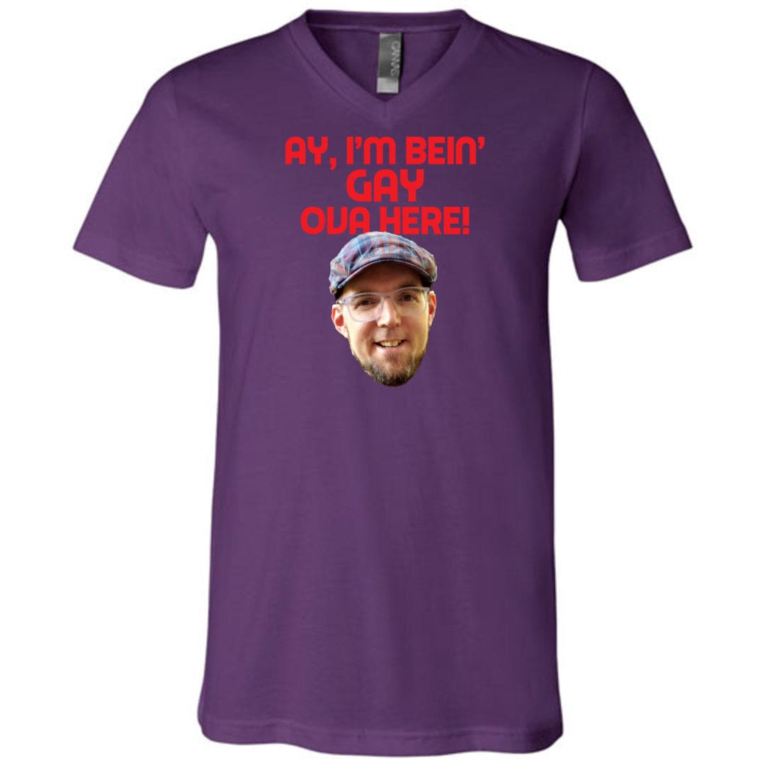 Ay I’m Bein’ Gay Ova Here! Unisex Premium V-Neck Tee - Team Purple / S