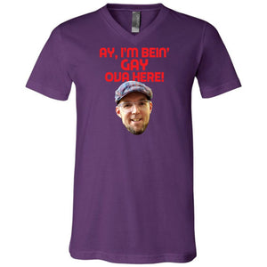Ay I’m Bein’ Gay Ova Here! Unisex Premium V-Neck Tee - Team Purple / S