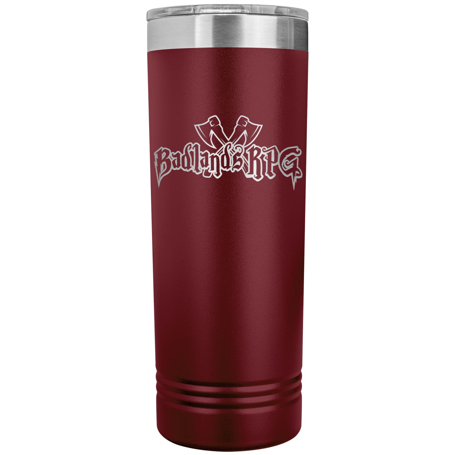 Badlands_RPG_22oz_Skinny_Tumbler_Maroon_Mockup.png