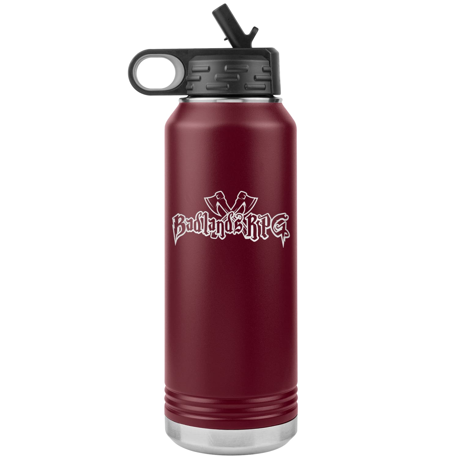 Badlands_RPG_32oz_Water_Bottle_Insulated_WB_Tumbler_Maroon_Mockup.png