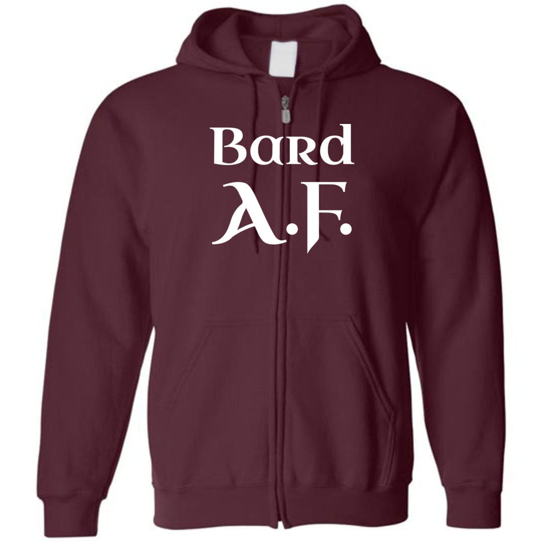 Bard A.F. Unisex Zip Hoodie - Maroon / S