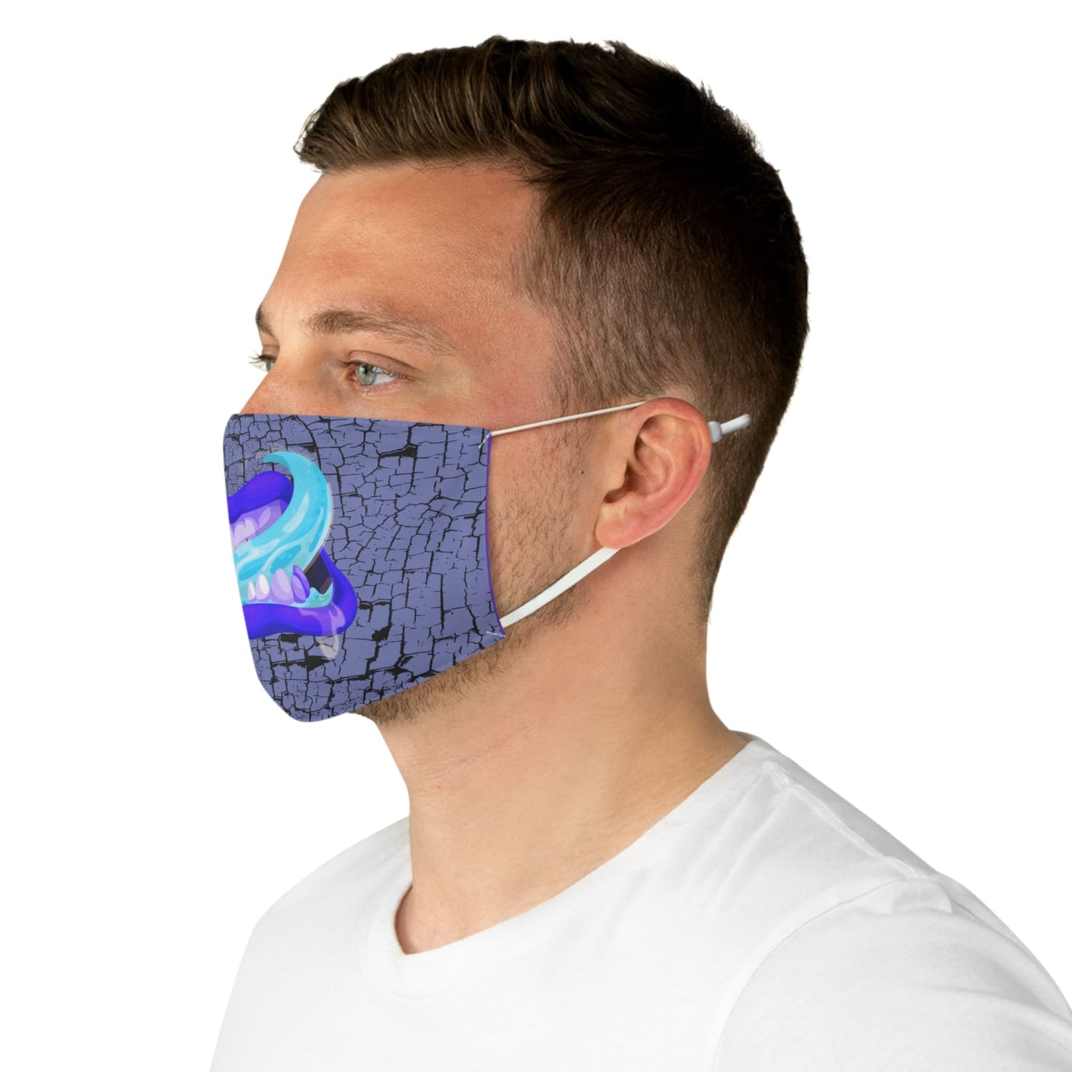 Blue Monster Mouth Fabric Face Mask - One size - Accessories