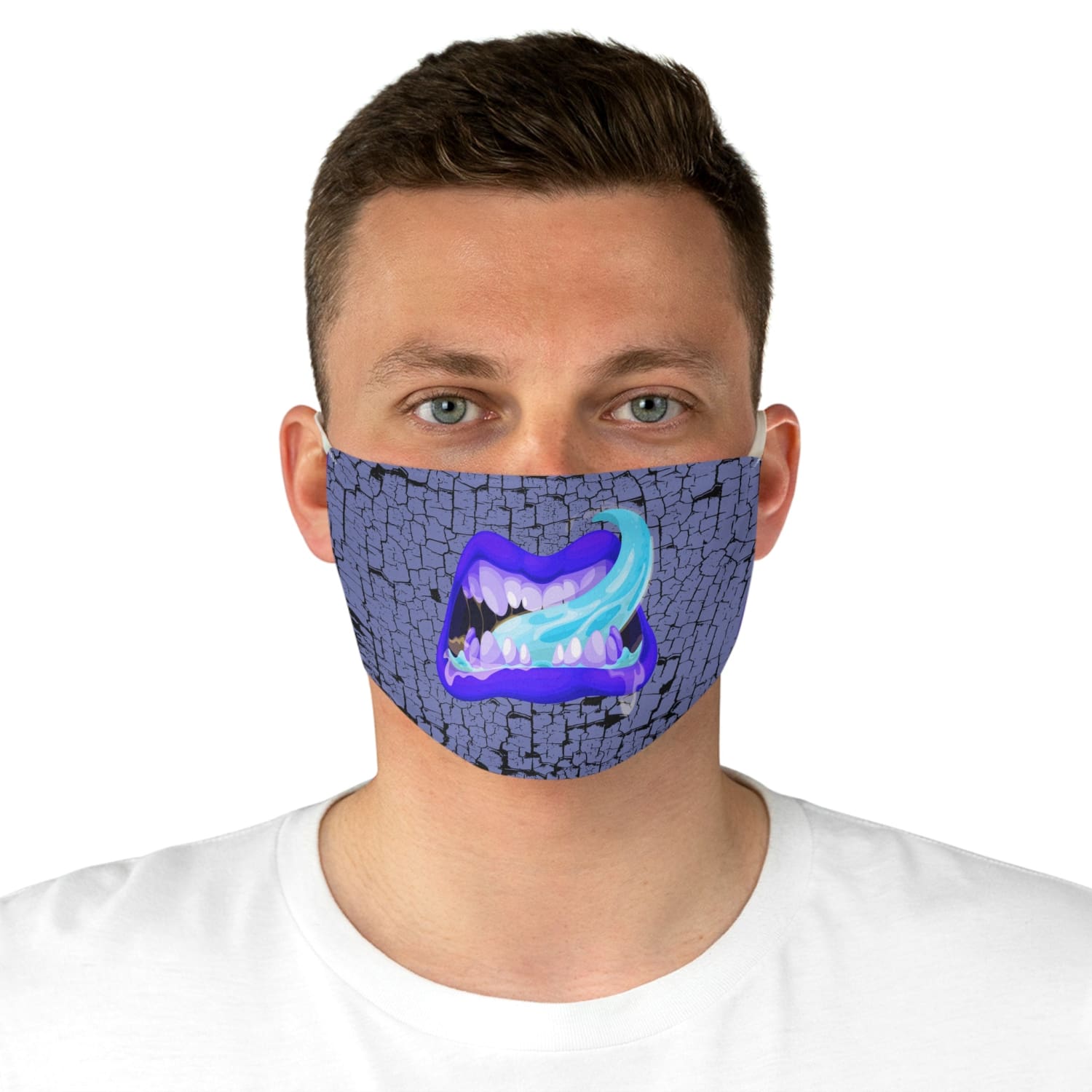 Blue Monster Mouth Fabric Face Mask - One size - Accessories