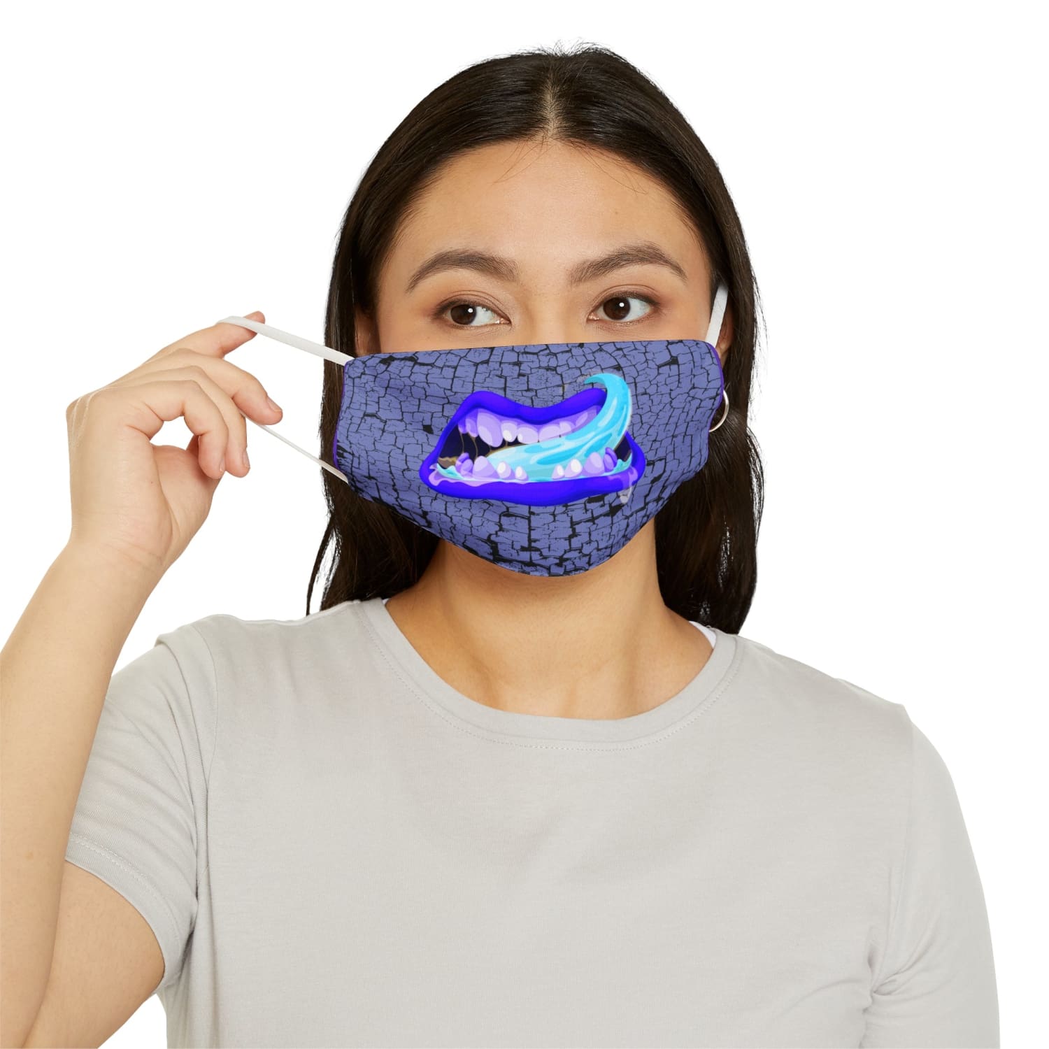 Blue Monster Mouth Snug-Fit Fabric Face Mask - 7.3’’ × 4.5’’ - Accessories