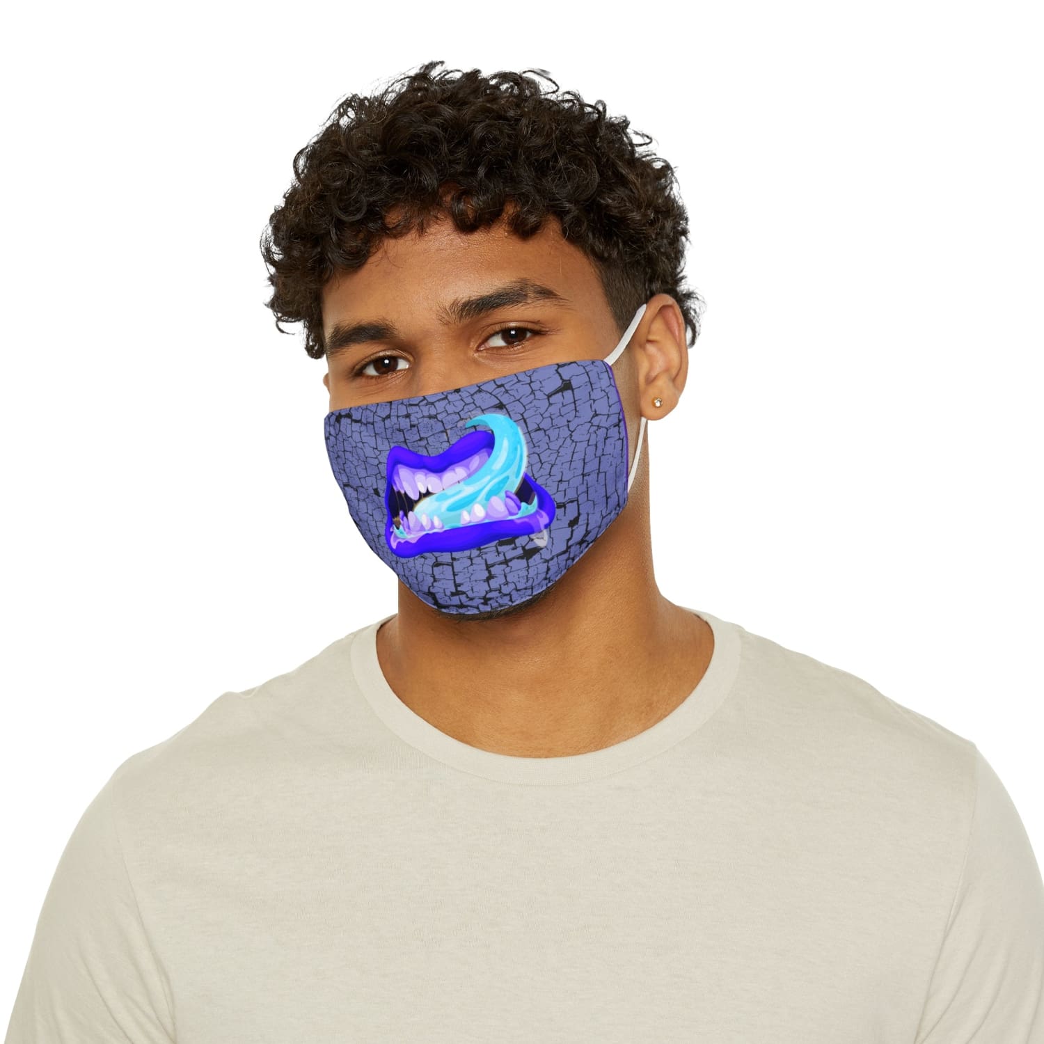 Blue Monster Mouth Snug-Fit Fabric Face Mask - 7.3’’ × 4.5’’ - Accessories