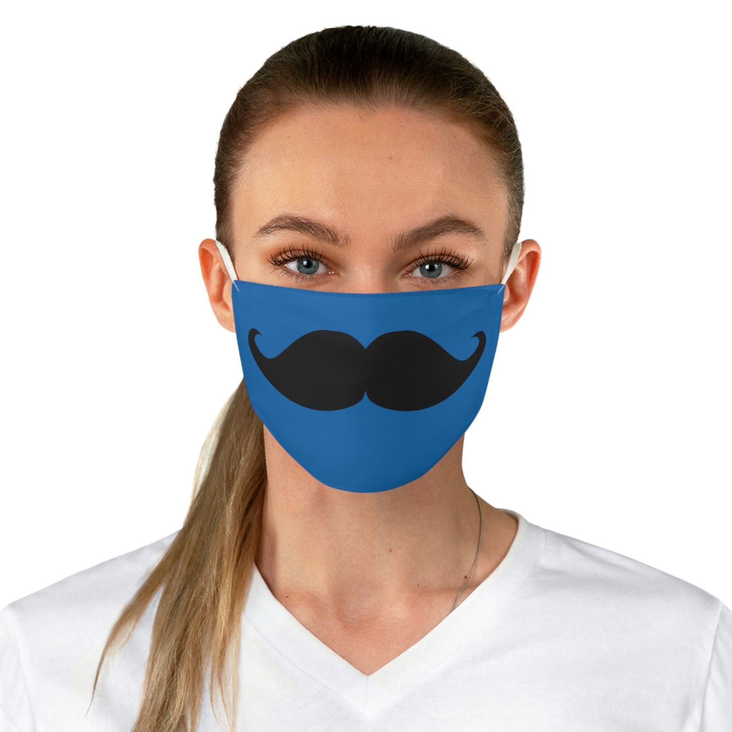 Blue Mustache Fabric Face Mask - One size - Accessories