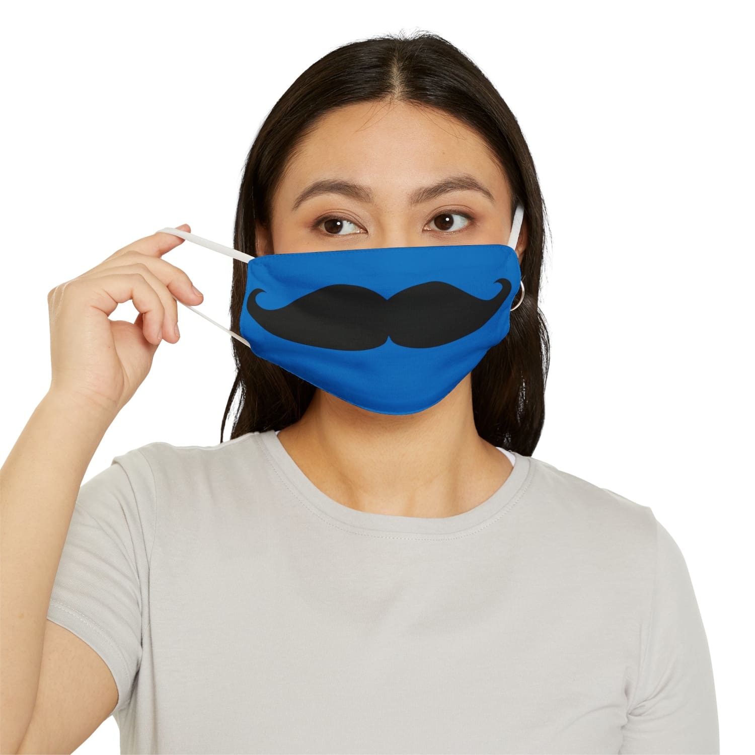 Blue Mustache Snug-Fit Fabric Face Mask - 7.3’’ × 4.5’’ - Accessories
