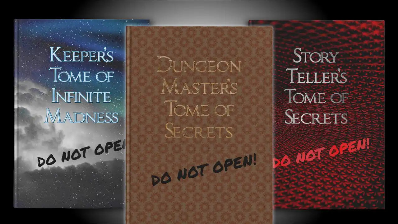 Brown leather-bound book with gold embossed text and a ’do not open!’ warning.