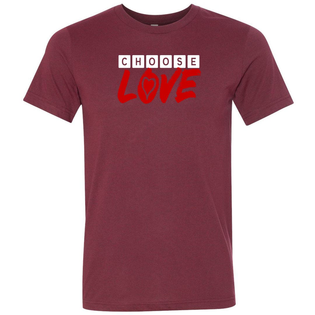 Choose LOVE Unisex Premium Tee - Heather Cardinal / XS
