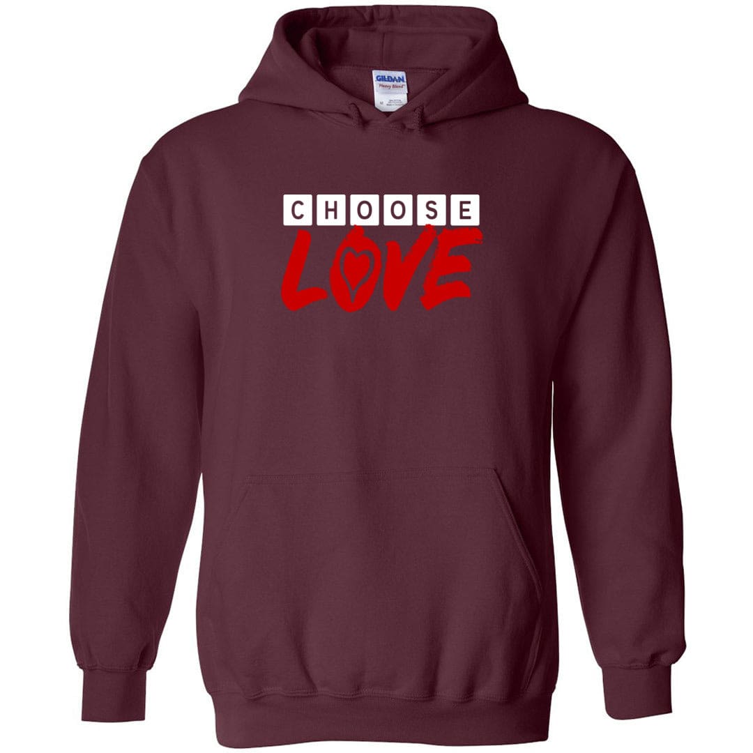 Choose LOVE Unisex Pullover Hoodie - Maroon / S