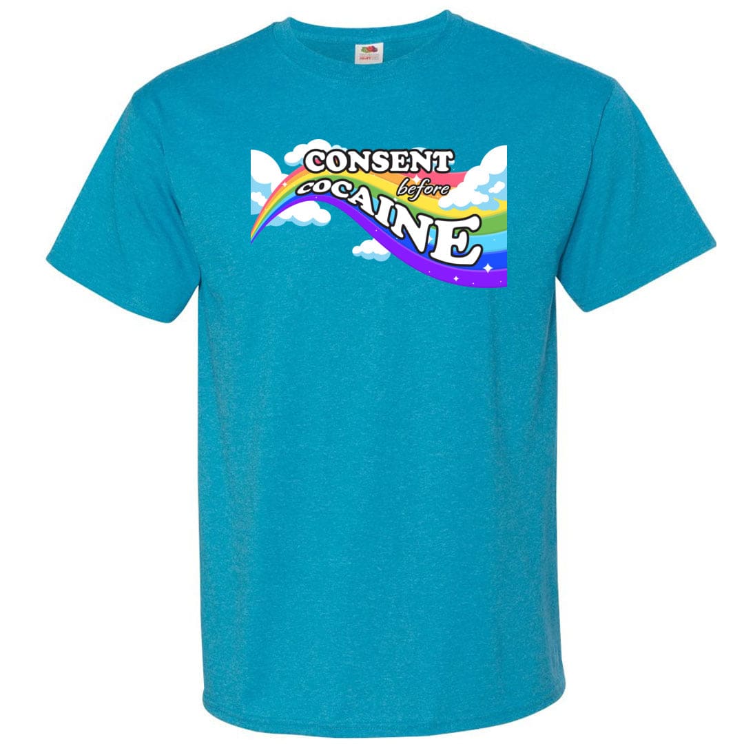 Consent before Cocaine Unisex Classic Tee - Turquoise Heather / S