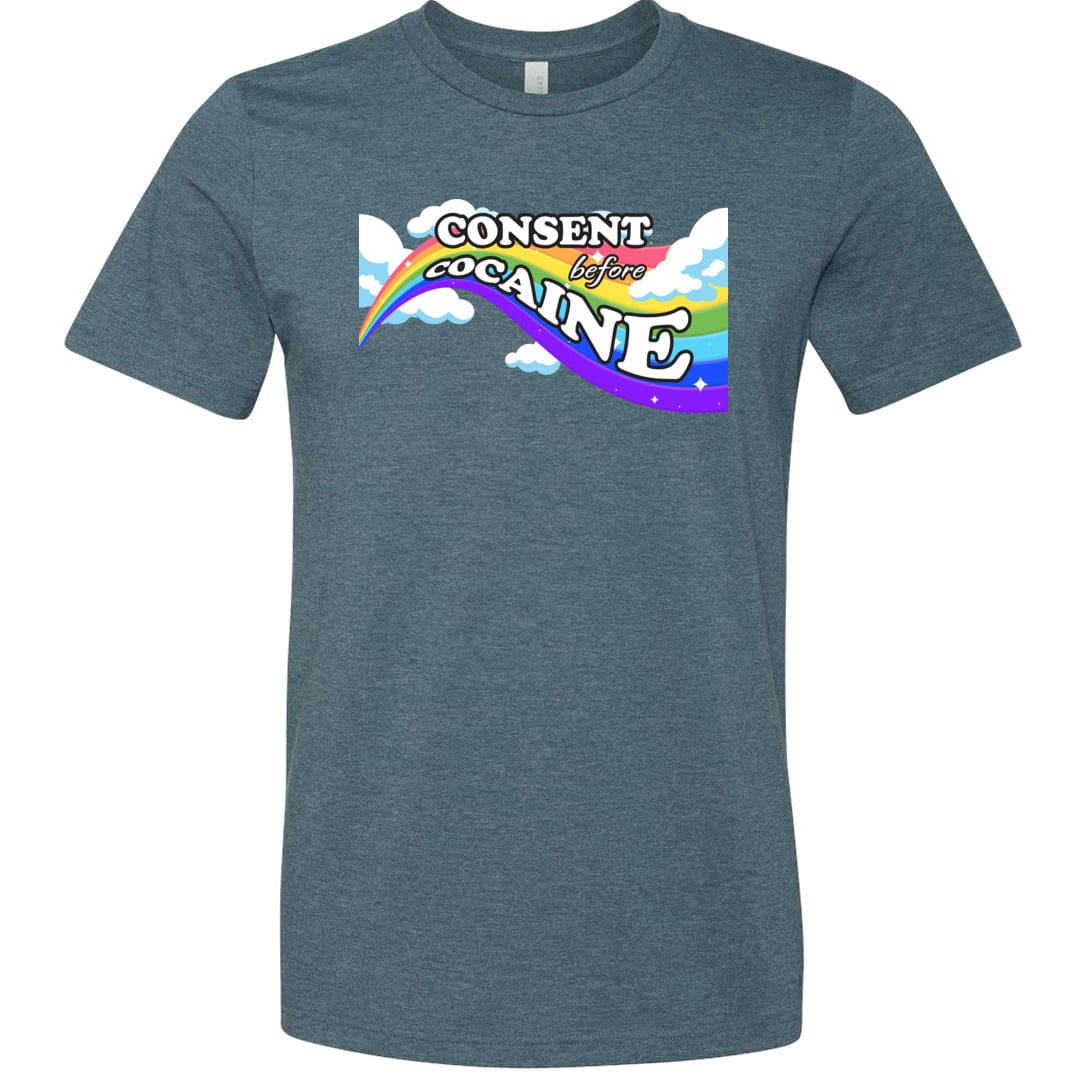 Consent before Cocaine Unisex Premium Tee - Heather Slate / XS