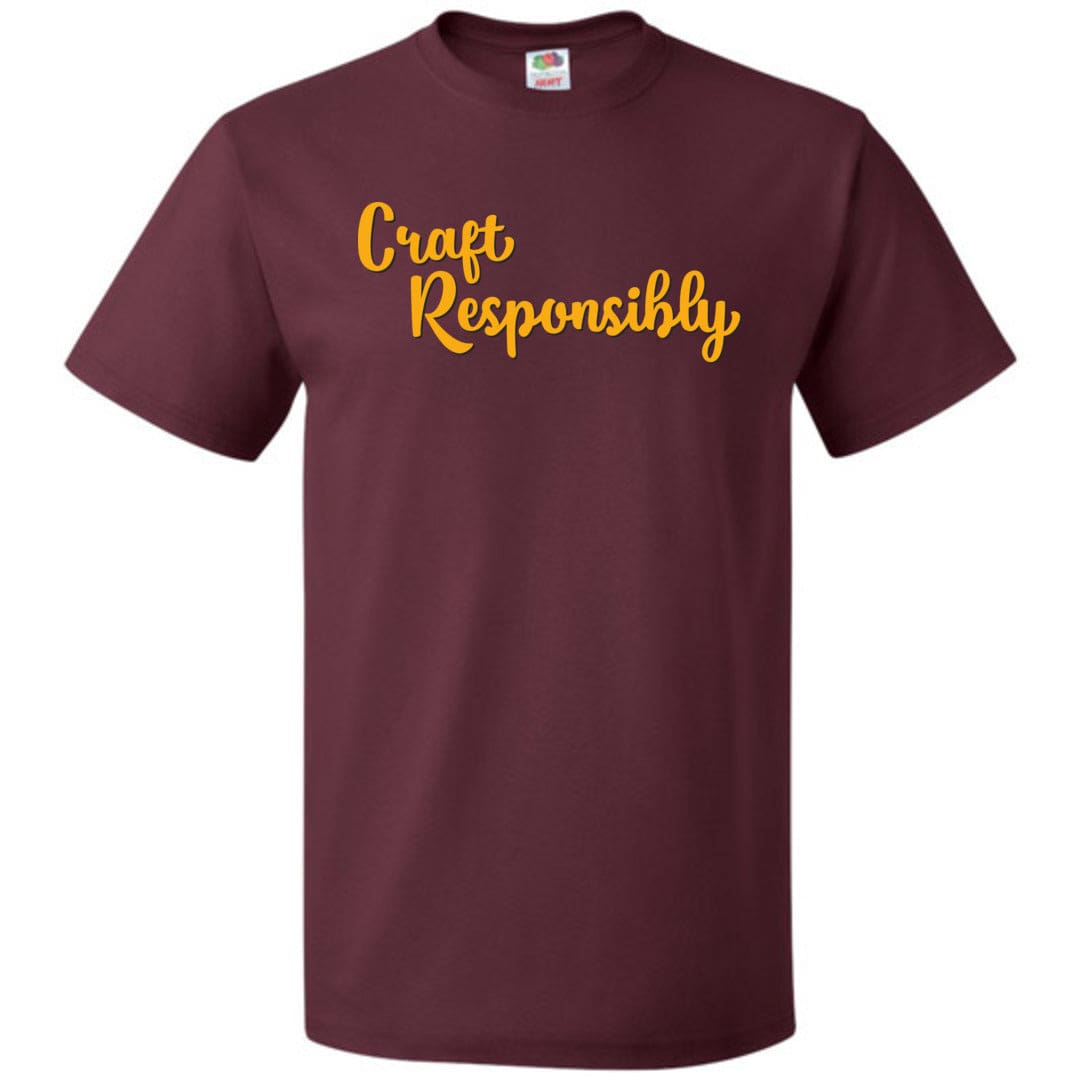 Craft Responsibly Cursive Unisex Classic Tee - Maroon / S
