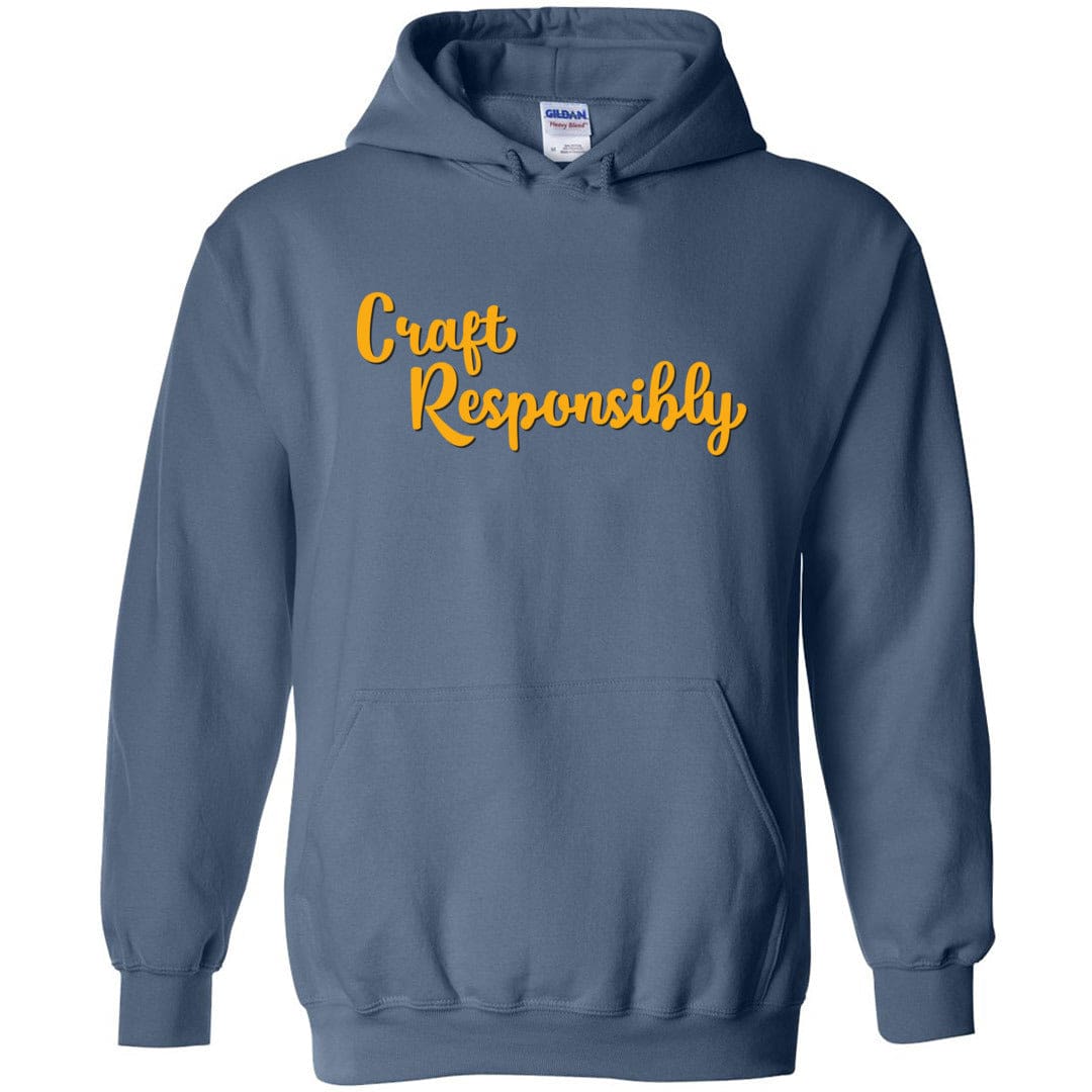 Craft Responsibly Cursive Unisex Pullover Hoodie - Indigo Blue / S