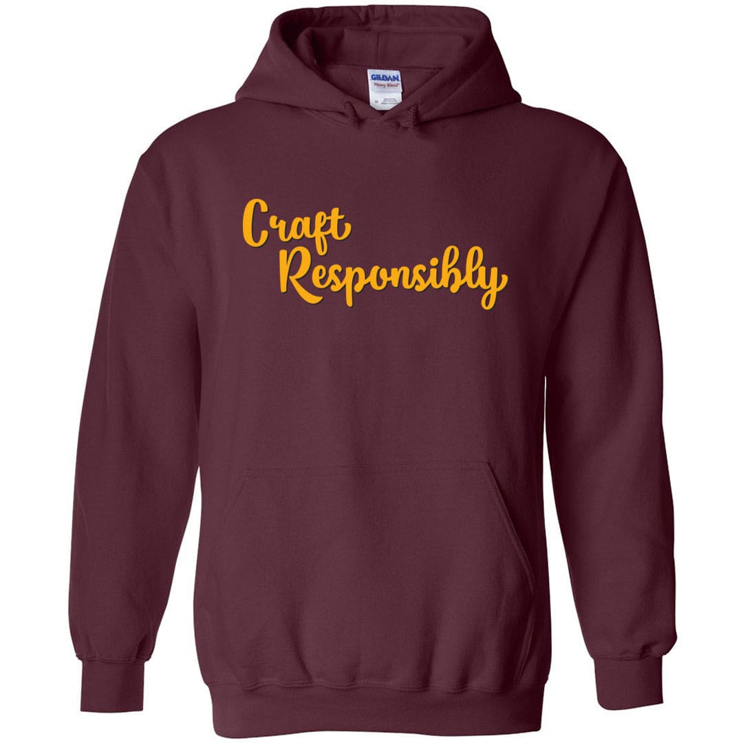 Craft Responsibly Cursive Unisex Pullover Hoodie - Maroon / S