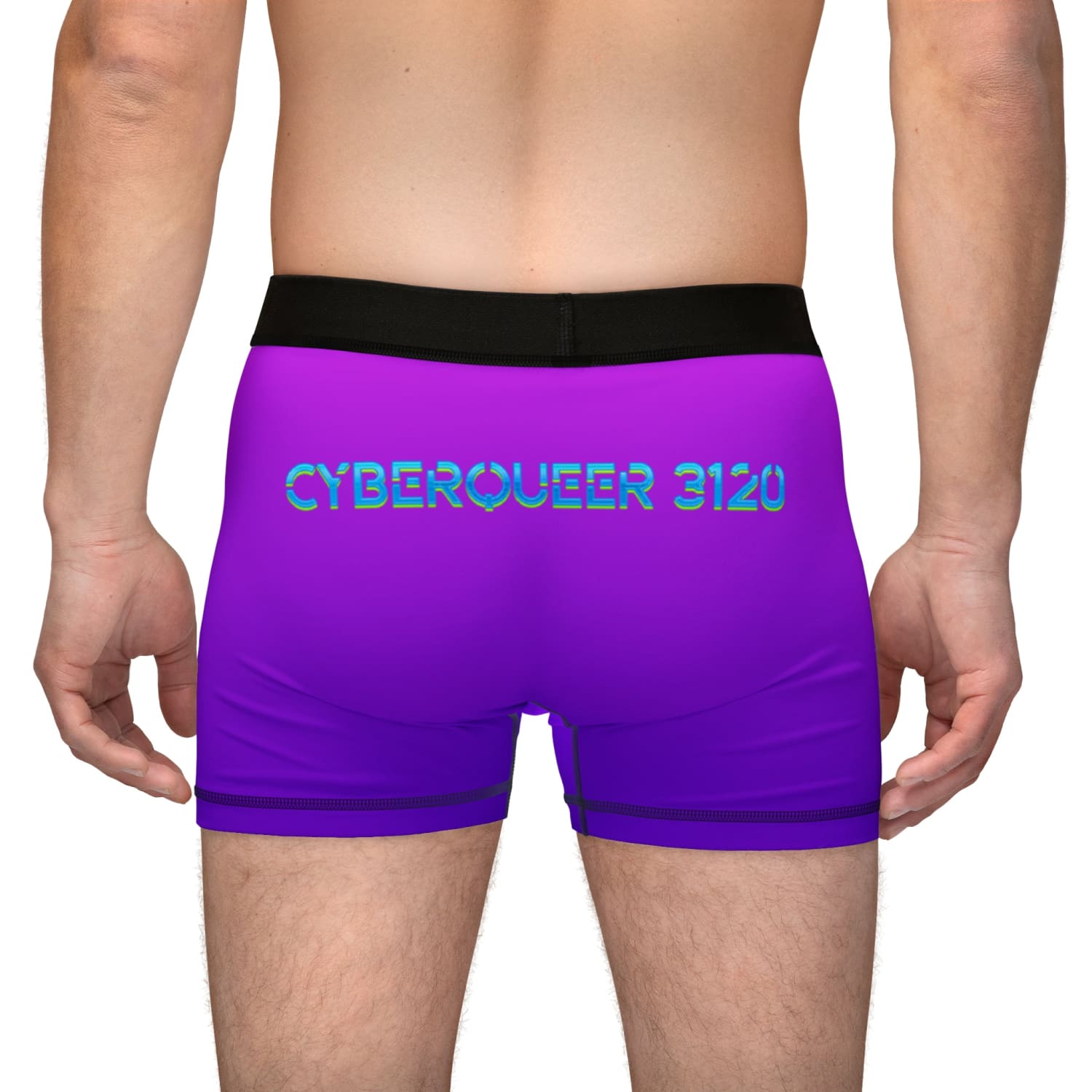 Cyberqueer 3120 Updated Purple Ombre Mens Boxer Briefs - S / Black stitching All Over Prints