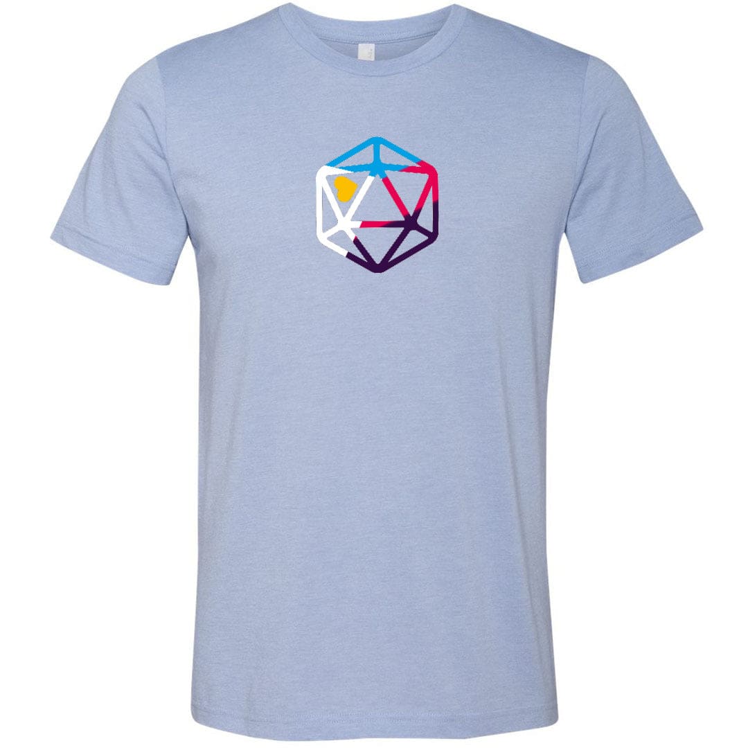 D20 Critcal Pride Polyam Pride Unisex Premium Tee - Heather Blue / XS