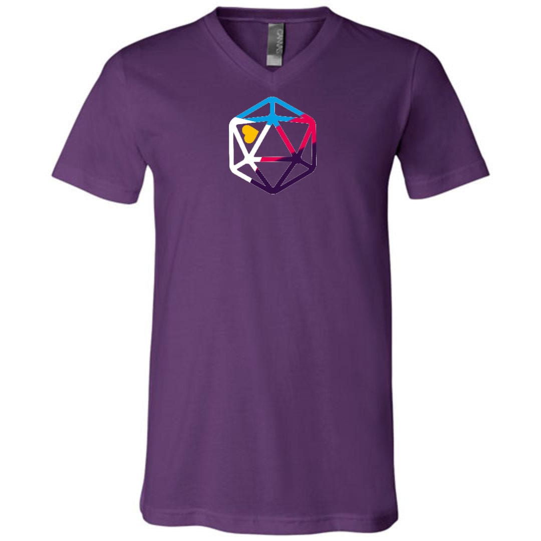 D20 Critcal Pride Polyam Pride Unisex Premium V-Neck Tee - Team Purple / S