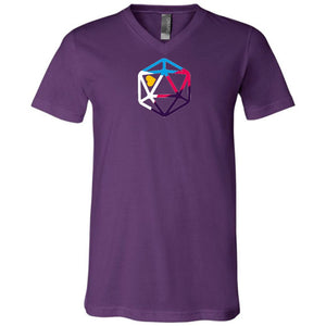D20 Critcal Pride Polyam Pride Unisex Premium V-Neck Tee - Team Purple / S