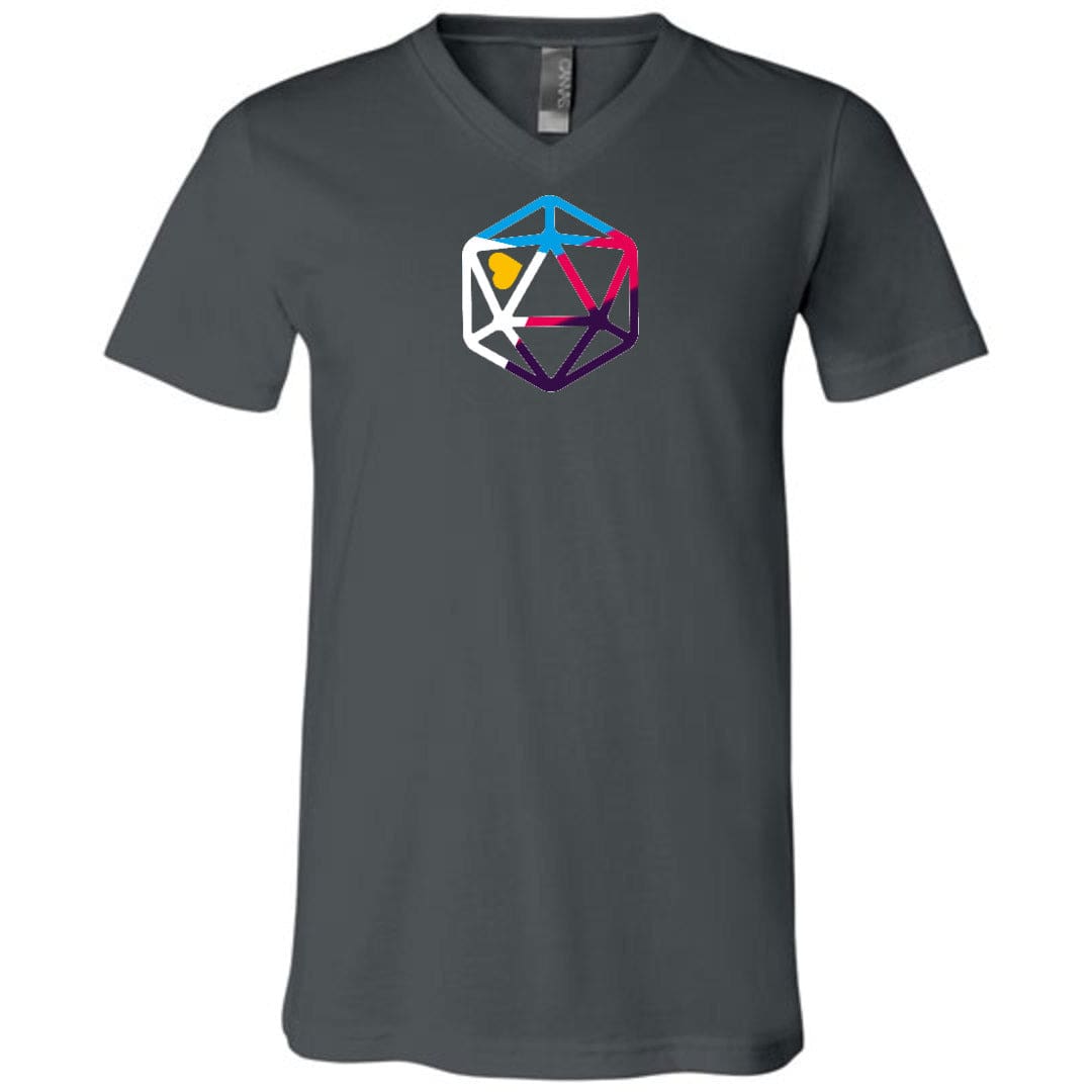 D20 Critcal Pride Polyam Pride Unisex Premium V-Neck Tee - Asphalt / S