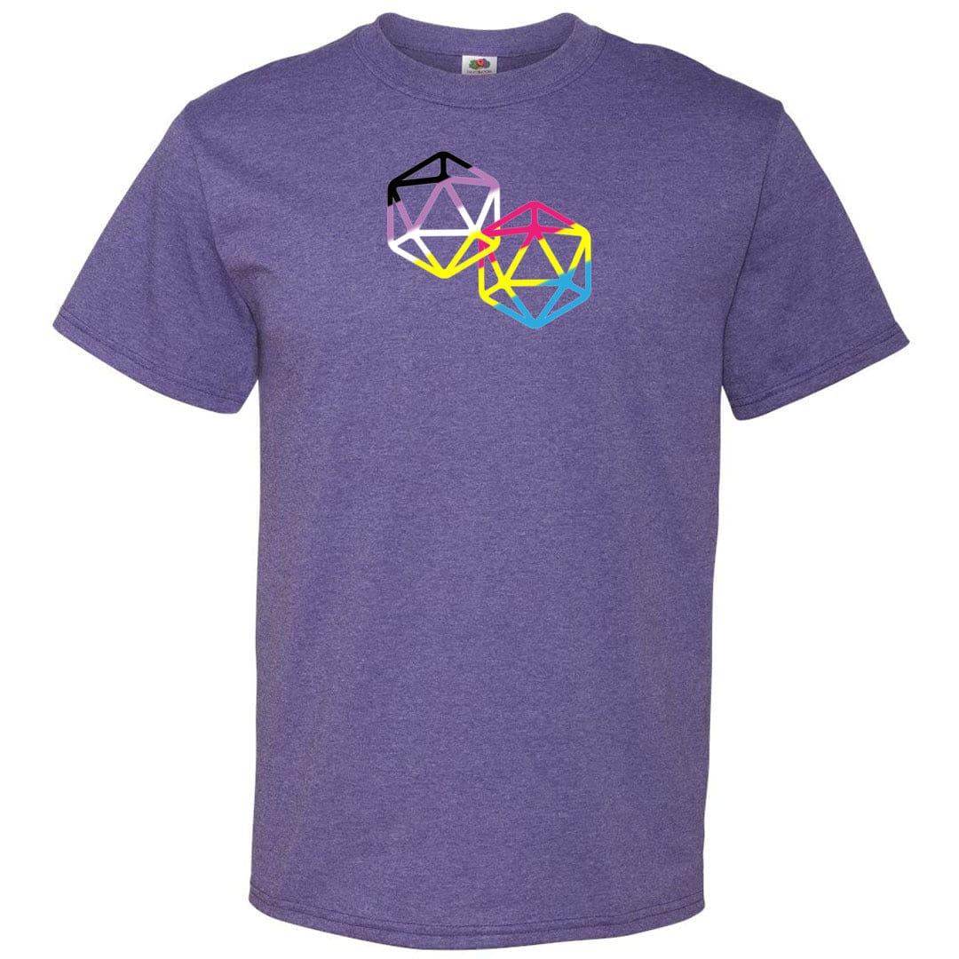 D20 Critical Pride Advantage Non-Binary Pan Pride Unisex Classic Tee - Retro Heather Purple / S