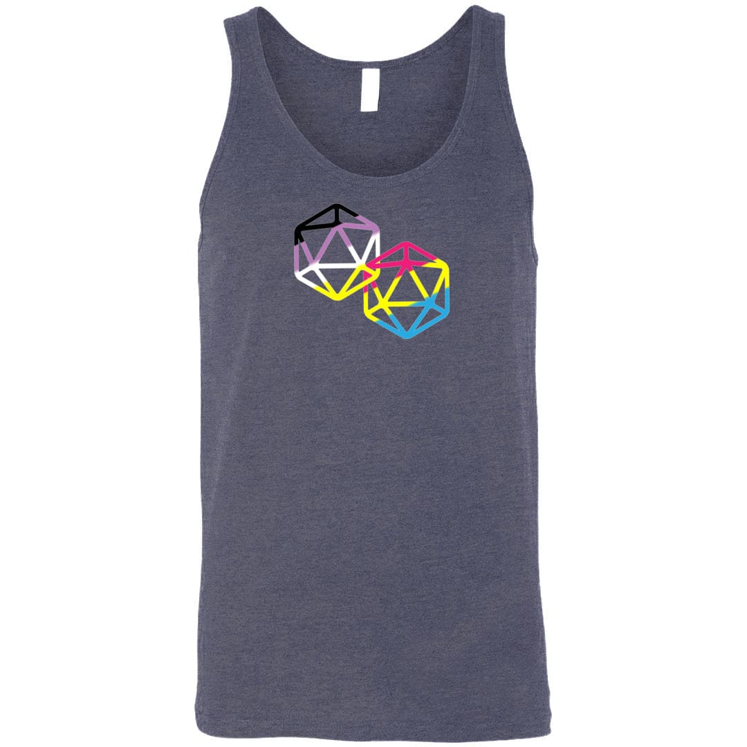 D20 Critical Pride Advantage Non-Binary Pan Pride Unisex Premium Tank - Heather Navy / S
