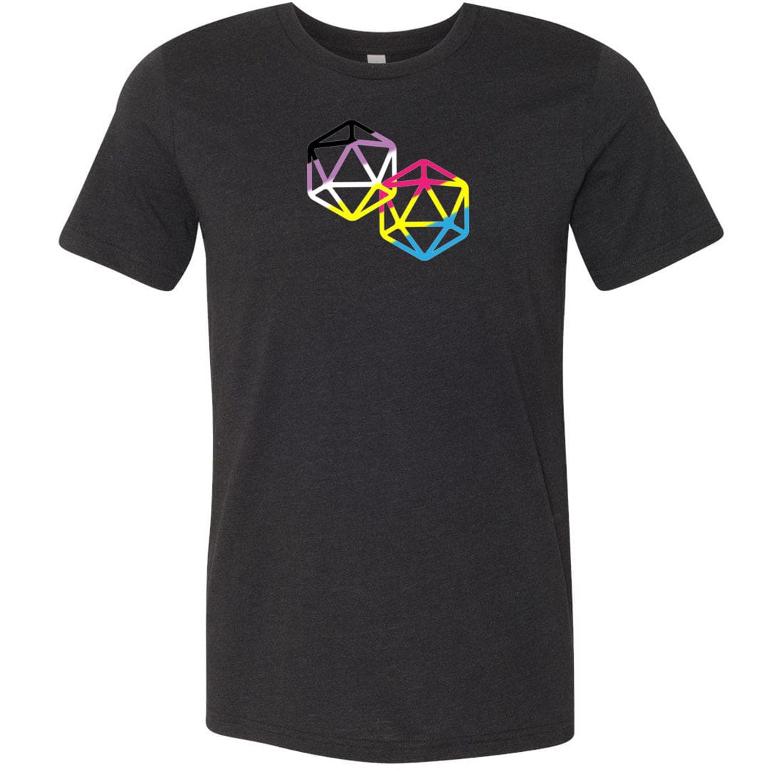 D20 Critical Pride Advantage Non-Binary Pan Pride Unisex Premium Tee - Black Heather / XS