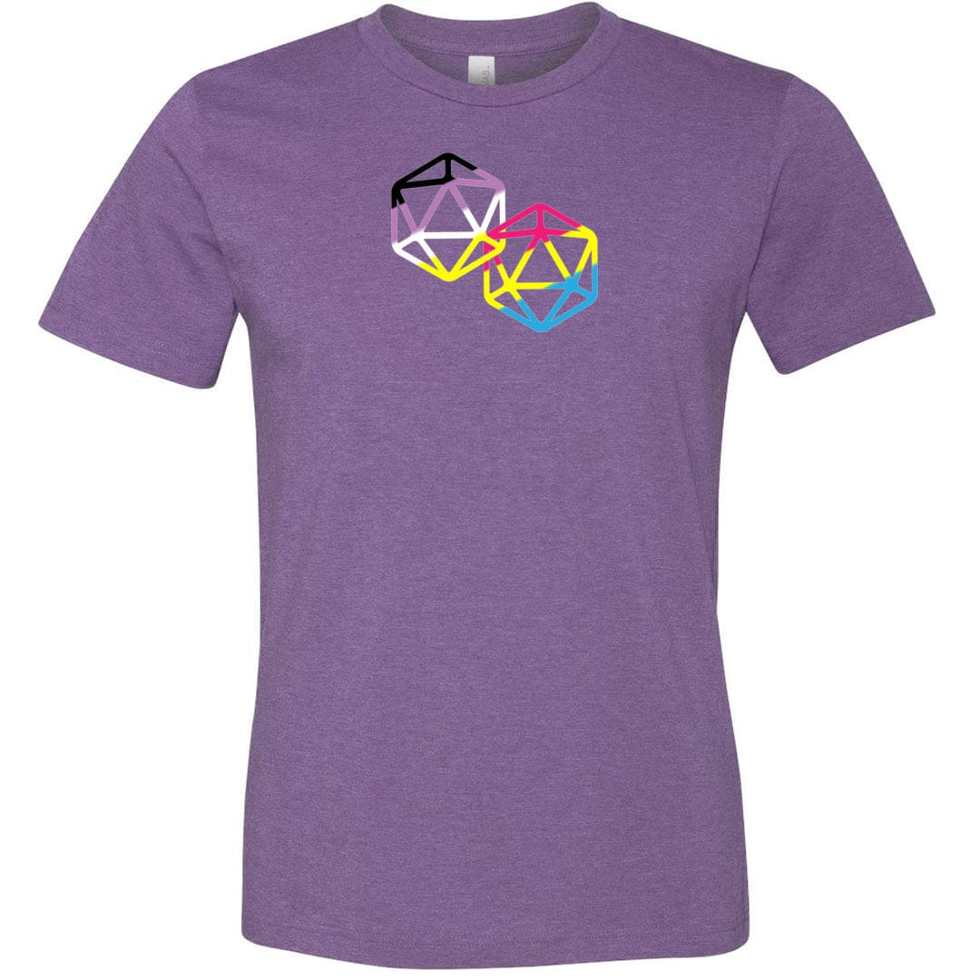 D20 Critical Pride Advantage Non-Binary Pan Pride Unisex Premium Tee - Heather Team Purple / XS