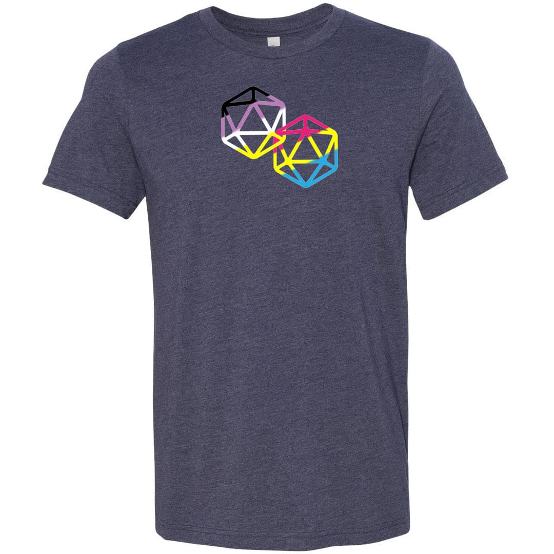 D20 Critical Pride Advantage Non-Binary Pan Pride Unisex Premium Tee - Heather Midnight Navy / XS