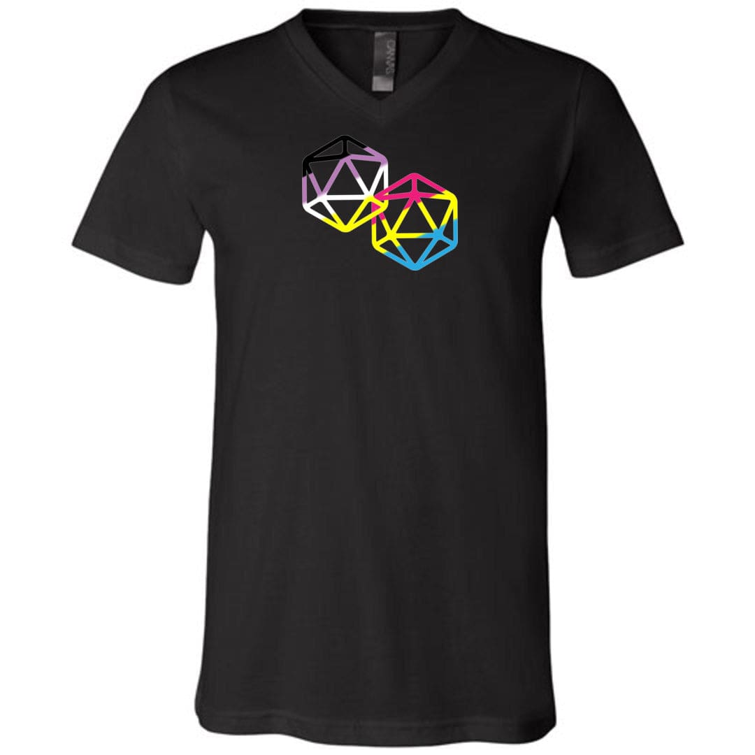 D20 Critical Pride Advantage Non-Binary Pan Pride Unisex Premium V-Neck Tee - Black / S