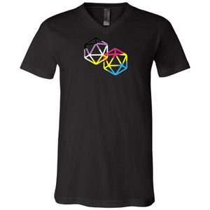 D20 Critical Pride Advantage Non-Binary Pan Pride Unisex Premium V-Neck Tee - Black / S