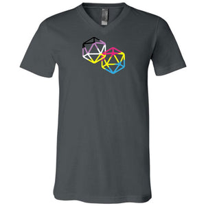 D20 Critical Pride Advantage Non-Binary Pan Pride Unisex Premium V-Neck Tee - Asphalt / S
