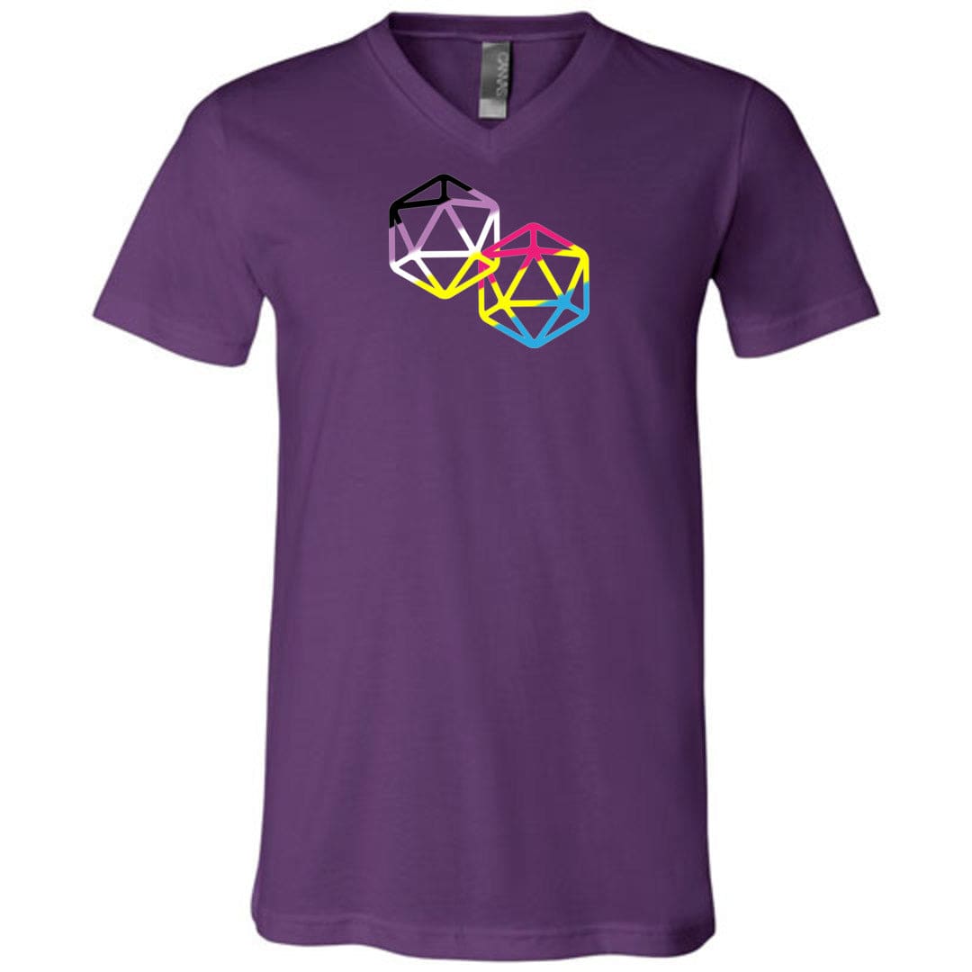 D20 Critical Pride Advantage Non-Binary Pan Pride Unisex Premium V-Neck Tee - Team Purple / S