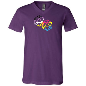 D20 Critical Pride Advantage Non-Binary Pan Pride Unisex Premium V-Neck Tee - Team Purple / S