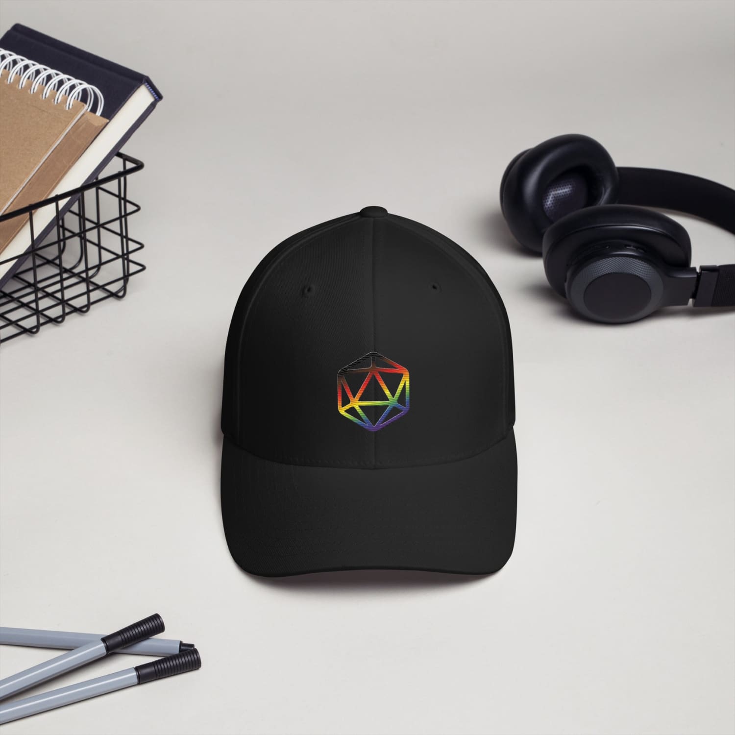 D20 Critical Pride Inclusive Pride Flexfit Structured Twill Cap - Black / S/M