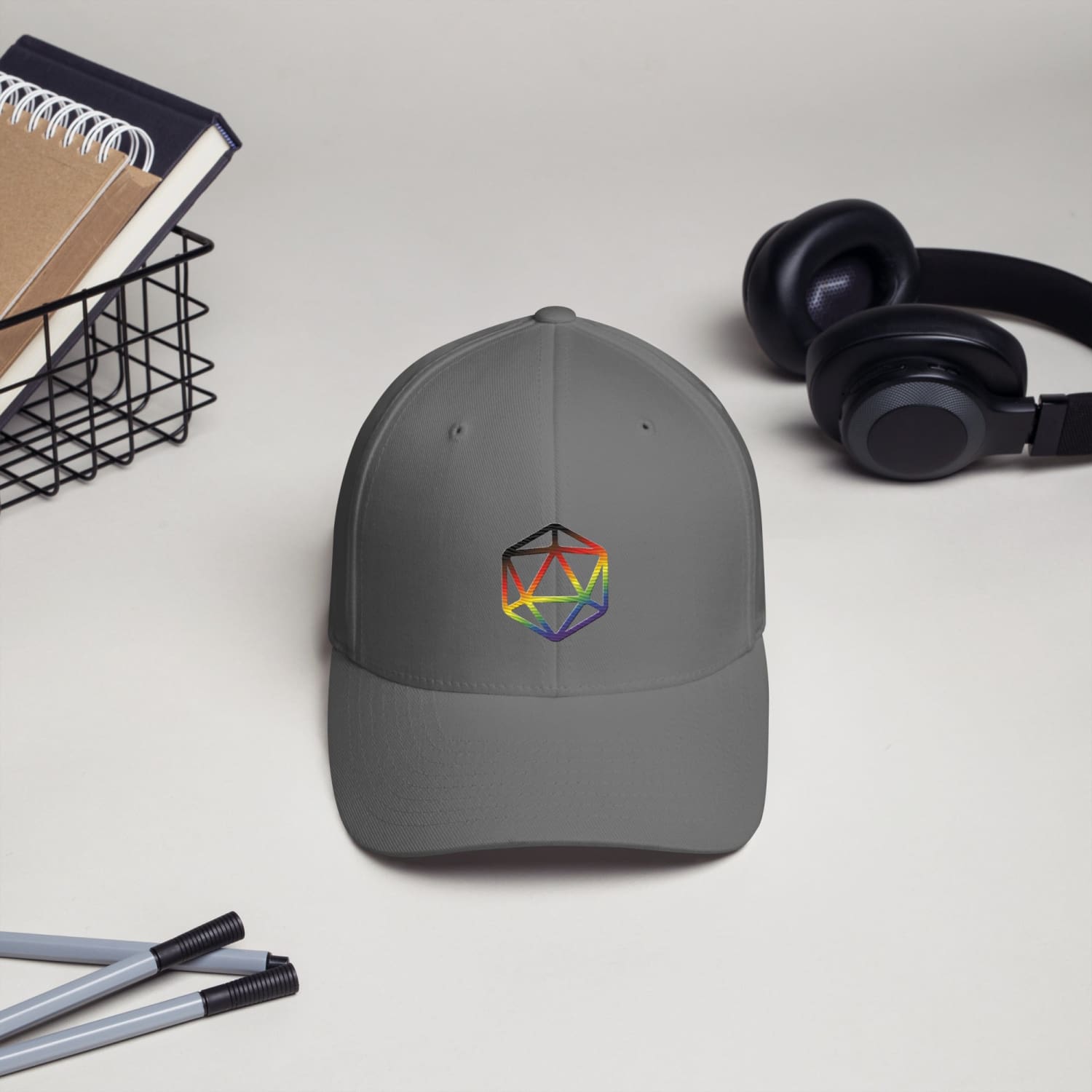 D20 Critical Pride Inclusive Pride Flexfit Structured Twill Cap - Grey / S/M