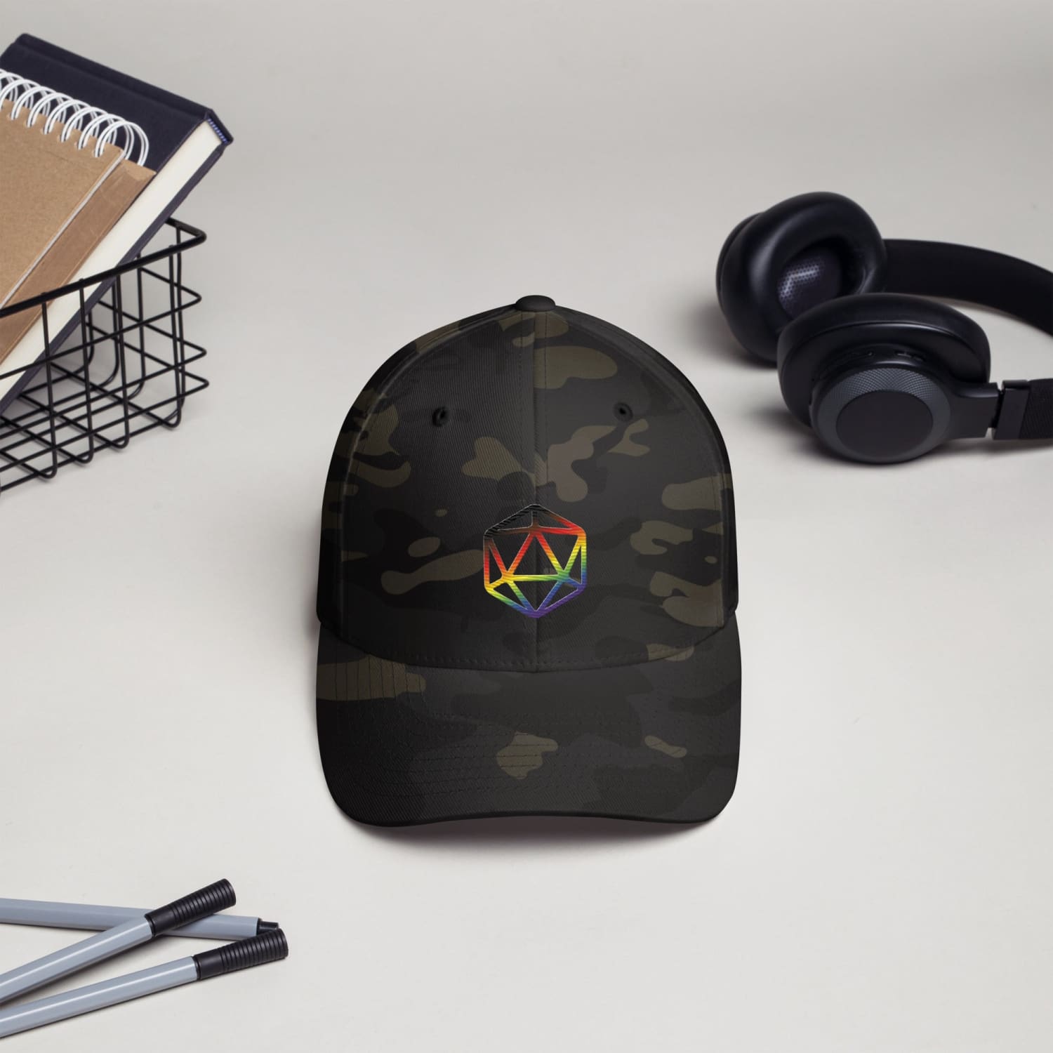 D20 Critical Pride Inclusive Pride Flexfit Structured Twill Cap - Multicam Black / S/M