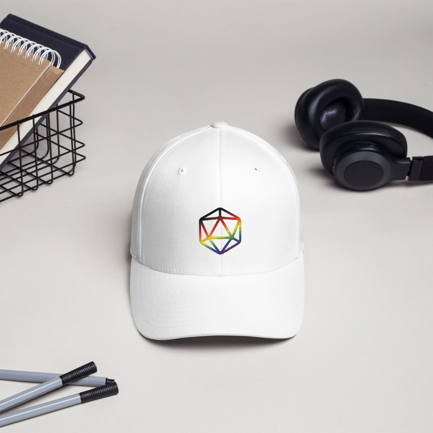 D20 Critical Pride Inclusive Pride Flexfit Structured Twill Cap - White / S/M