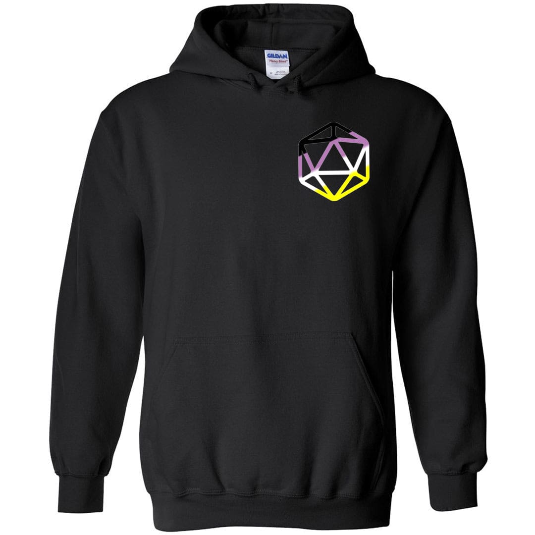 D20 Critical Pride Non-Binary Pride Unisex Pullover Hoodie - Black / S