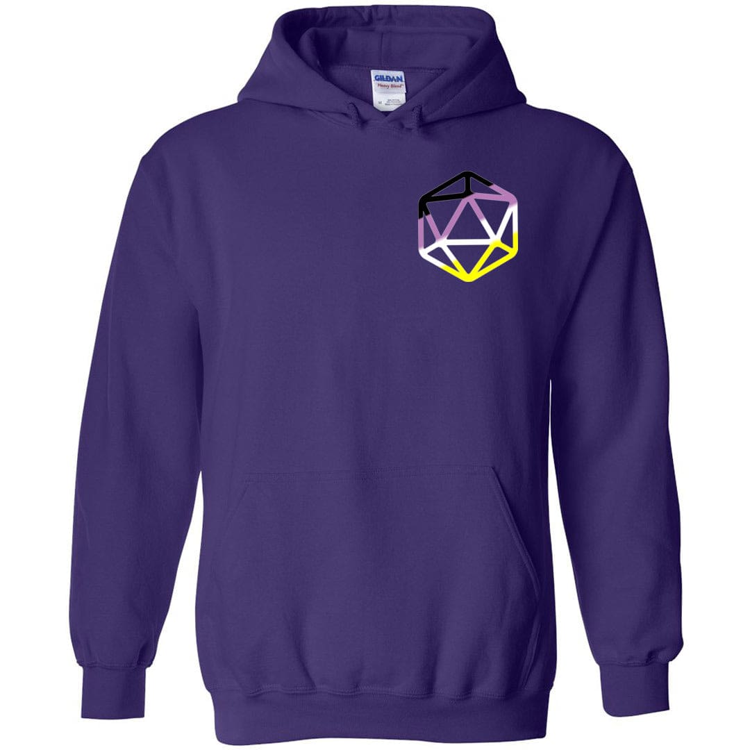 D20 Critical Pride Non-Binary Pride Unisex Pullover Hoodie - Purple / S