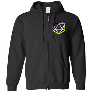 D20 Critical Pride Non-Binary Pride Unisex Zip Hoodie - Black / S